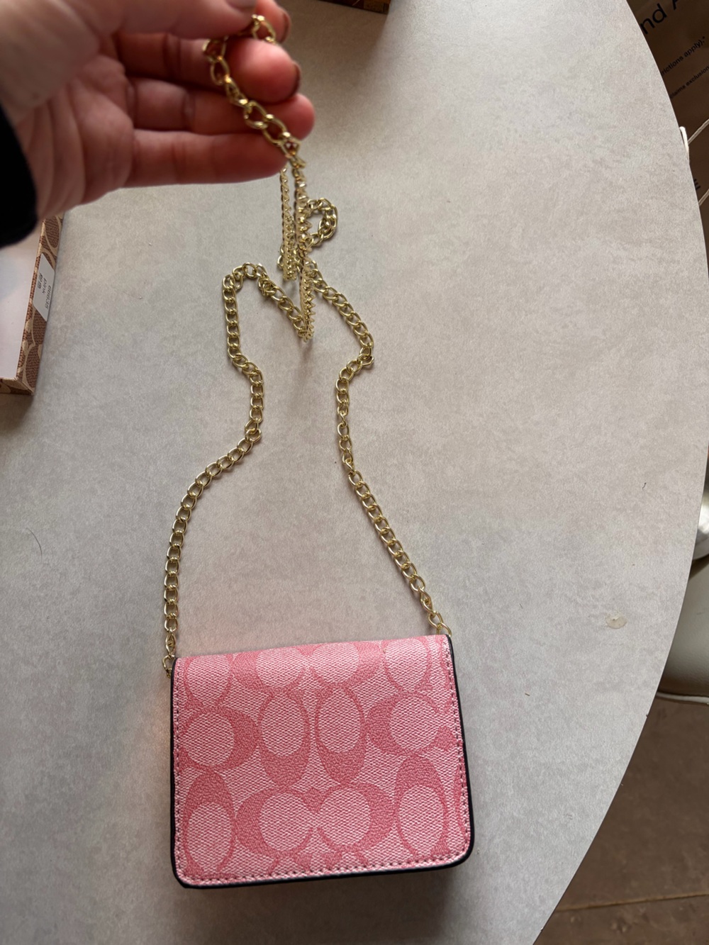 Coach Mini Wallet on Chain in Signature Canvas, full inclusion w/ box & dusty - Picture 7 of 13